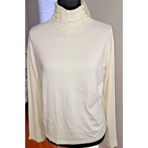 NWT Norm Thompson Women's Large Cream Long Sleeve Turtleneck Loose and Flowy